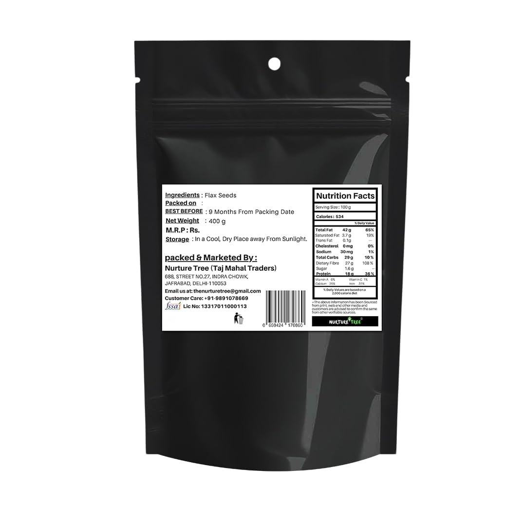 NURTURE TREE Roasted Flax Seeds For 400gm Rich in Protein, Dietary Fibre and Omega-3 Weight Loss Goods for Hair Growth and Weight Management