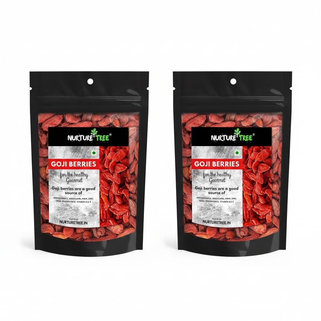 Nurture Tree Premium Goji Berries 100% Natural and Fresh Dried Berries, Rich in Vitamin A and Antioxidants, Healthy and Tasty Snacks for Adults and Kids (250gm)