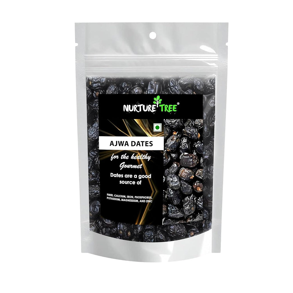 Nurture Tree Premium Saudi Ajwa Dates (Khajoor/Khajur) 500gm, 100% Natural Soft and Delicious Arabian Dates in Fresh, Khajur Dry Fruits, No Artificial Colours, Gluten Free, No Added Sugars