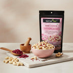 Nurture Tree Rose Petal Cashews (200gm) – Luxury Gourmet Cashews Infused with Natural Rose Petals | Vegetarian Healthy Snack | No Artificial Flavours or Colours | Crunchy Sweet Gift Dragees