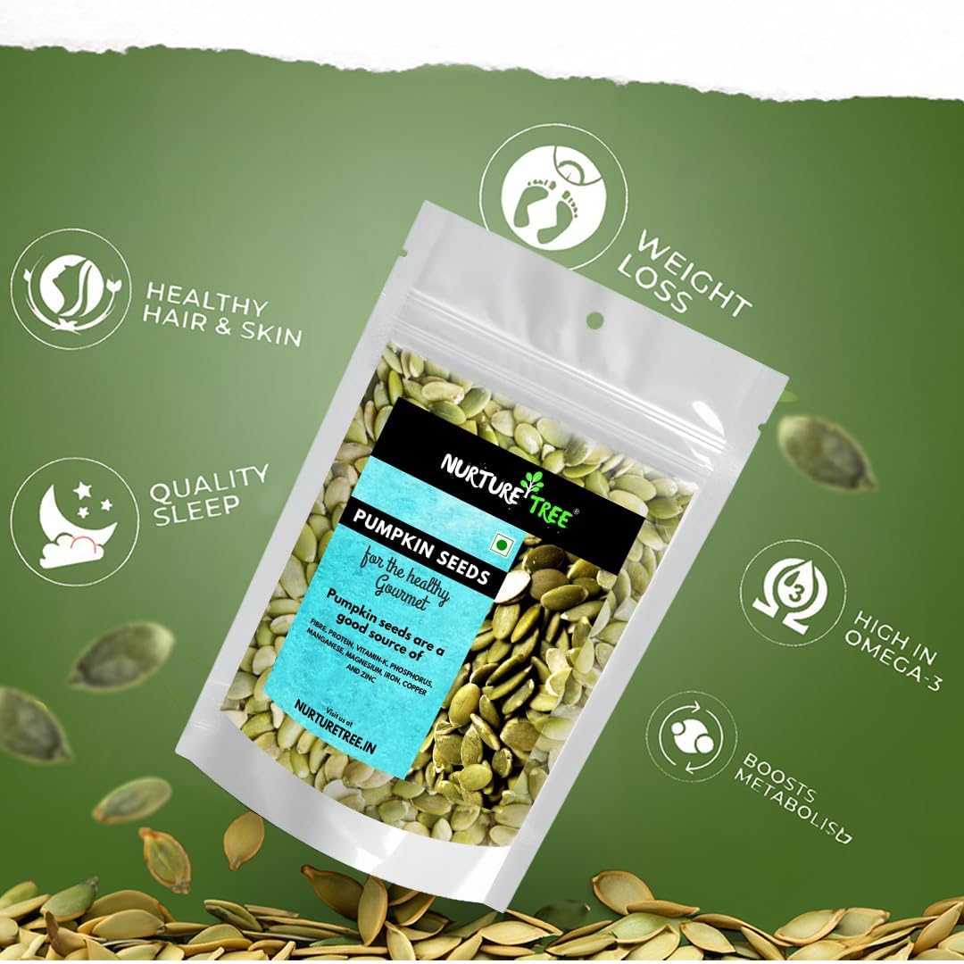 NURTURE TREE Premium Roasted Pumpkin Seeds 250 g Lightly Salted Rich in Protein, Fibre, Magnesium and Phosphorus, Pumpkin Seeds for Eating, Helps Boost Immunity Healthy Diet Snacks, Source of Zinc and Antioxidants