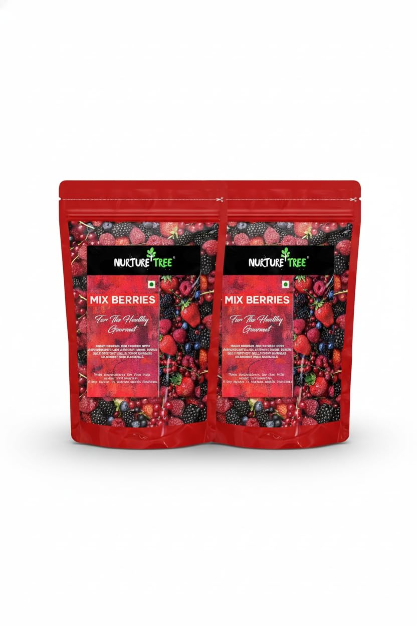 Nurture Tree Mixed Berries, Antioxidant-Rich Gourmet Mix, 400gm 3 in 1 - Healthly Snacks Contains Dried Blueberries | Strawberries | Goji Berries | Good Source of Fibre