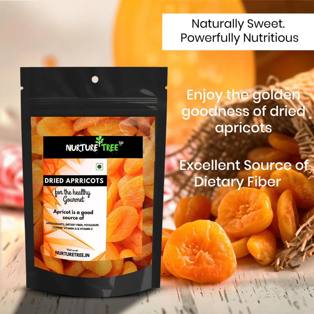 Nurture Tree Premium Dried Apricots 400gm, Rich in Antioxidants and Vitamins, Healthy Snacks, Dry Fruits|Exotics Apricots Dry Fruits, Seedless Apricots, Jardalu | Naturally Source