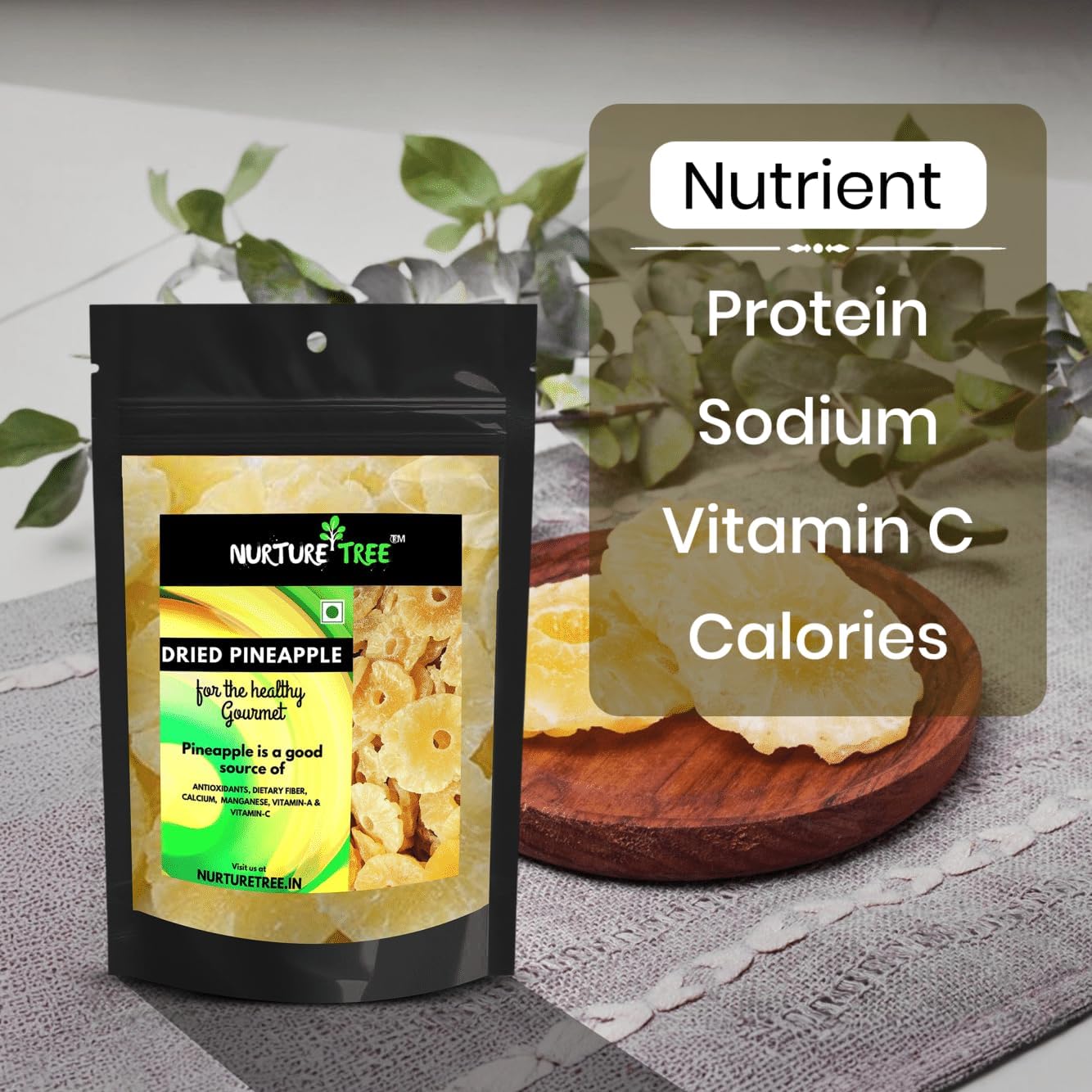 Nurture Tree Dried Pineapple 200gm Dried Fruit Natural Tropical Fruit, Rich in Vitamins and Antioxidants Healthy Pineapple Snack | 100% Natural, Vegan, No Preservatives, No Added Sugar Taste Healthy Snacks