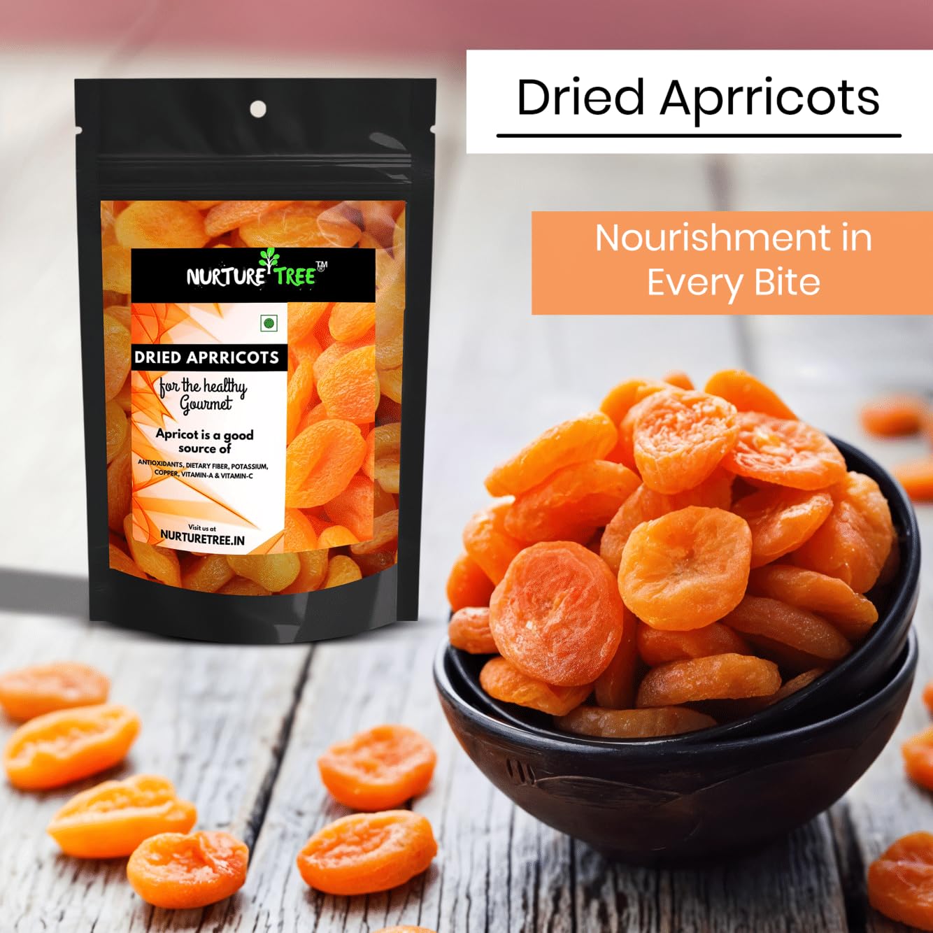 Nurture Tree Premium Dried Apricots 400gm, Rich in Antioxidants and Vitamins, Healthy Snacks, Dry Fruits|Exotics Apricots Dry Fruits, Seedless Apricots, Jardalu | Naturally Source