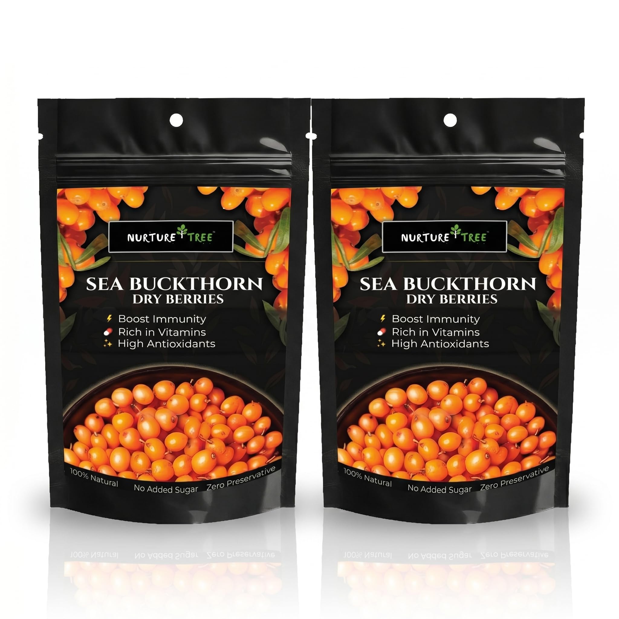 Nurture Tree Sea Buckthorn Dried Berries | Sun-Dried Superfood for Energy & Immunity | Natural & Unsweetened | Rich in Omega 3-6-7-9, Vitamin C & E | Supports Skin, Gut & Heart Health | No Preservatives (200gm)