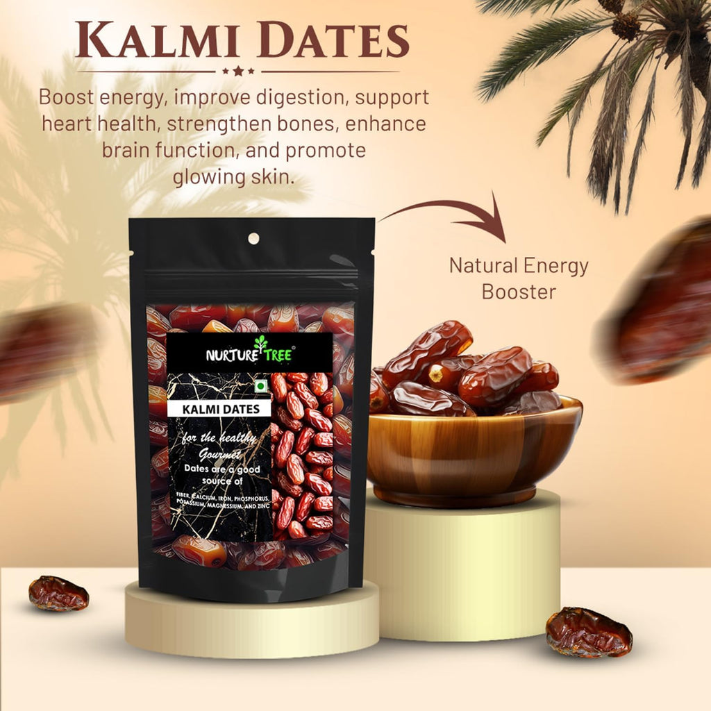 Nurture Tree Premium Saudi Kalmi Dates 500g | 100% Natural Soft & Fresh Dates | No Added Sugar | No Artificial Flavours | Healthy Dry Fruits