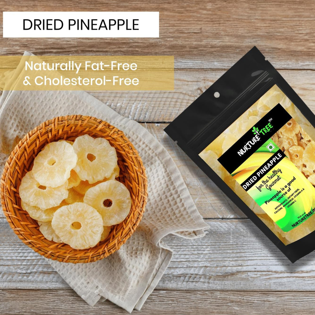 Nurture Tree Dried Pineapple 200gm Dried Fruit Natural Tropical Fruit, Rich in Vitamins and Antioxidants Healthy Pineapple Snack | 100% Natural, Vegan, No Preservatives, No Added Sugar Taste Healthy Snacks