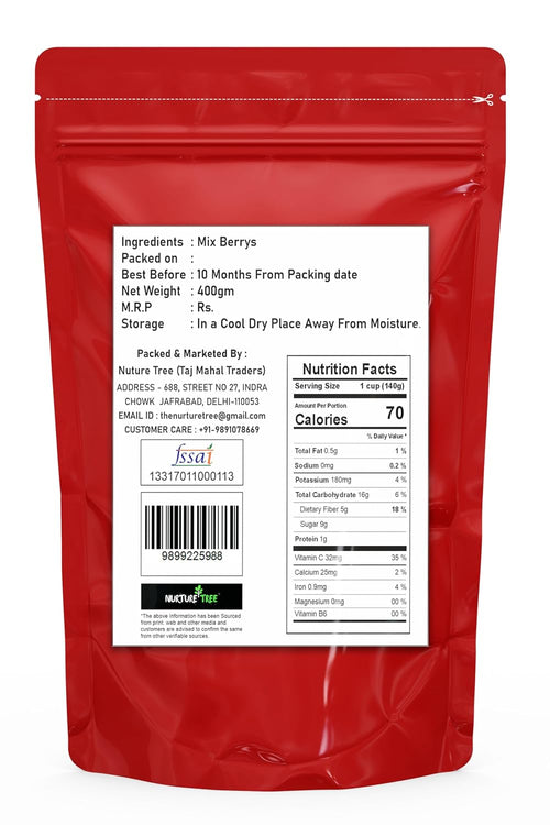 Nurture Tree Mixed Berries, Antioxidant-Rich Gourmet Mix, 400gm 3 in 1 - Healthly Snacks Contains Dried Blueberries | Strawberries | Goji Berries | Good Source of Fibre