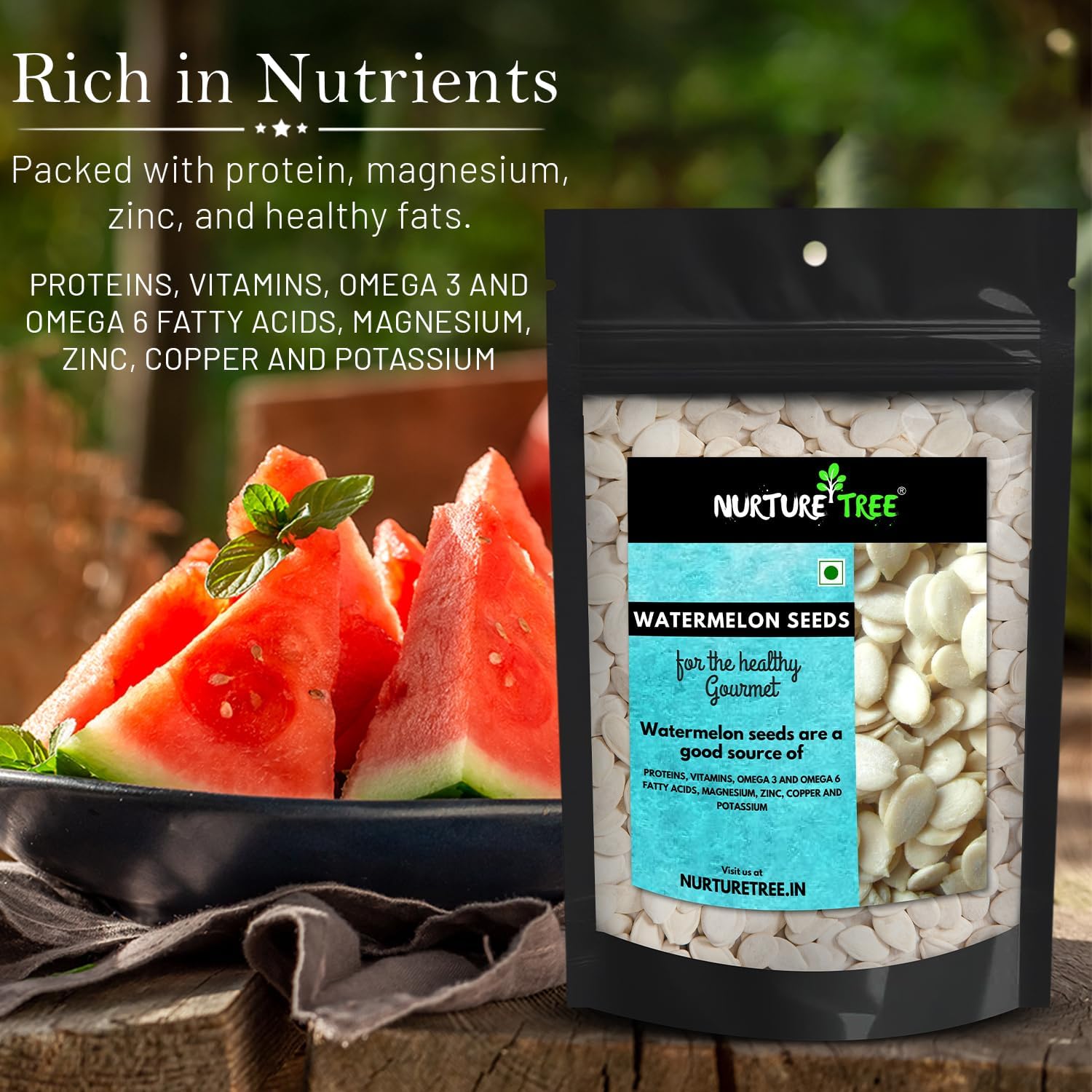 Nurture Tree Watermelon Seeds 400gm, Tarbuj ke Beej for Eating Helps Boost Immunity Rich in High Fibre and Protein, Goods for Snacking and Cooking