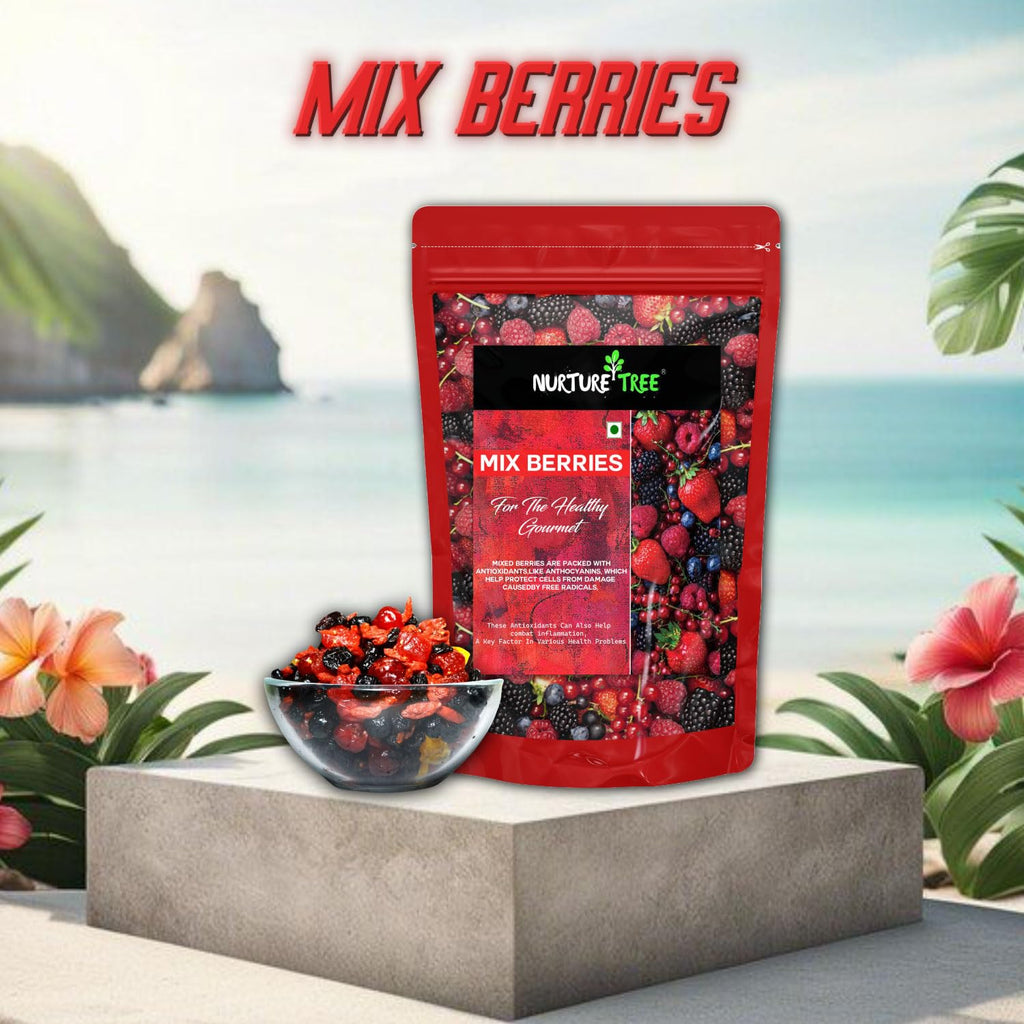 Nurture Tree Mixed Berries, Antioxidant-Rich Gourmet Mix, 400gm 3 in 1 - Healthly Snacks Contains Dried Blueberries | Strawberries | Goji Berries | Good Source of Fibre