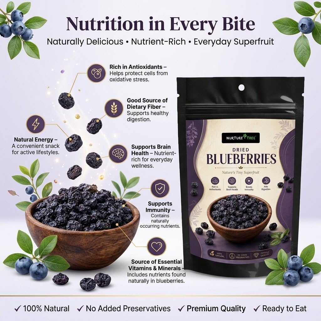Nurture Tree Premium Dried Blueberries | Antioxidant-Rich Superfood
