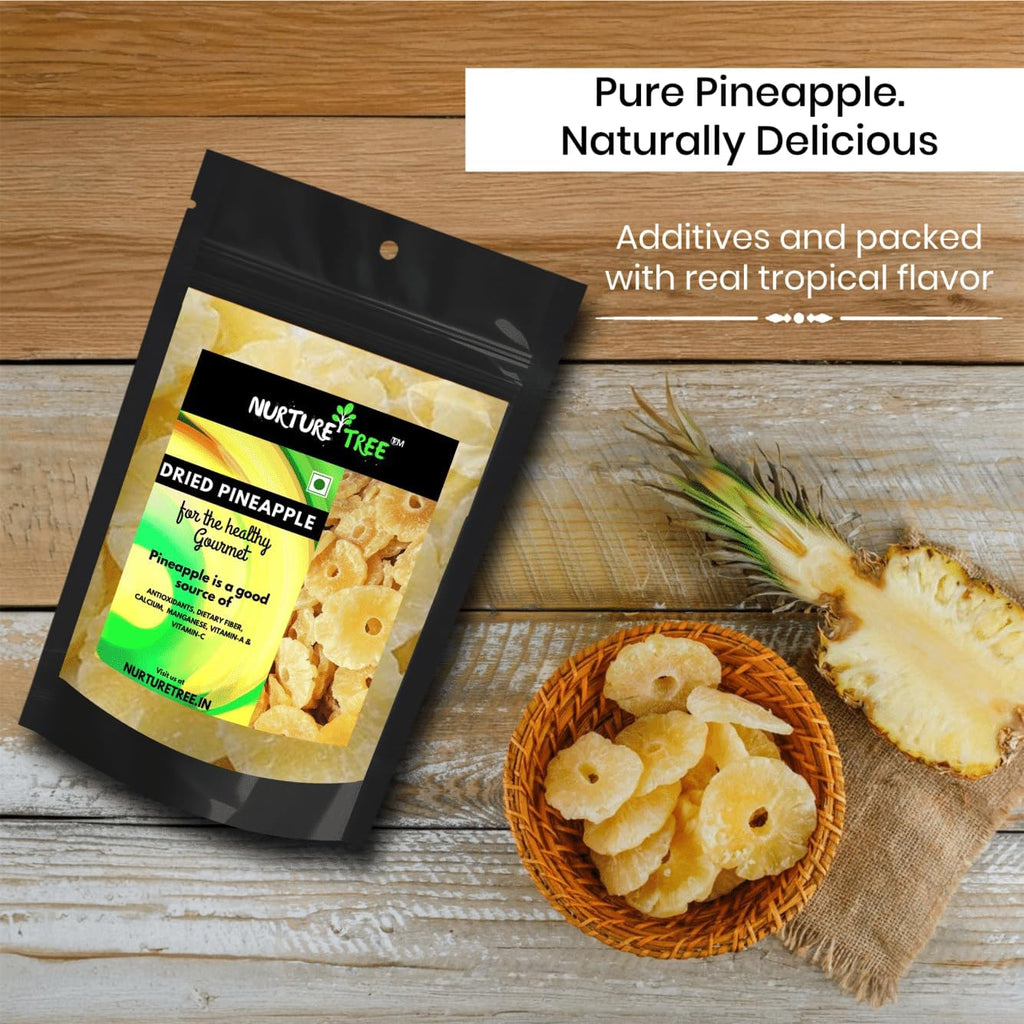 Nurture Tree Dried Pineapple 200gm Dried Fruit Natural Tropical Fruit, Rich in Vitamins and Antioxidants Healthy Pineapple Snack | 100% Natural, Vegan, No Preservatives, No Added Sugar Taste Healthy Snacks