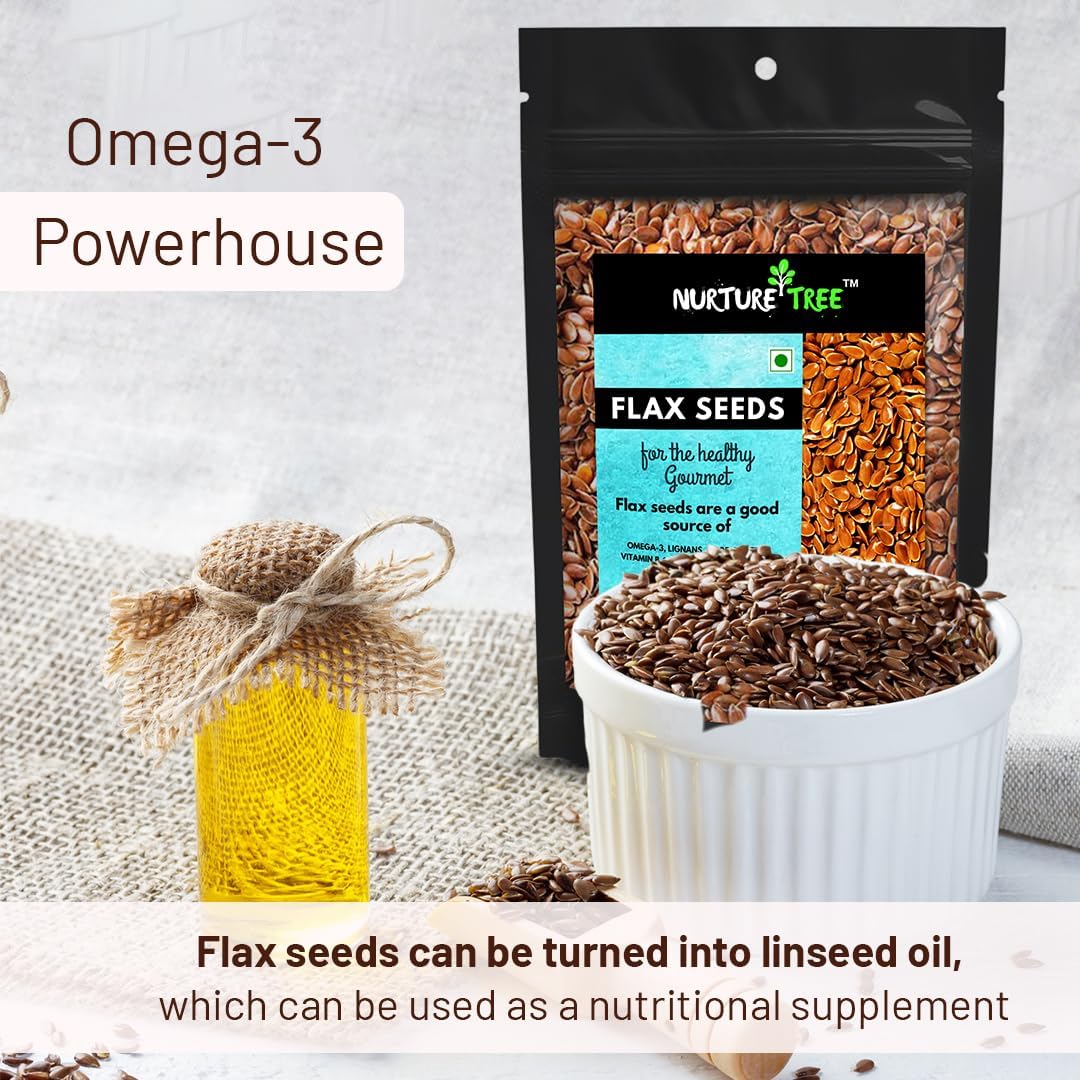 NURTURE TREE Roasted Flax Seeds For 400gm Rich in Protein, Dietary Fibre and Omega-3 Weight Loss Goods for Hair Growth and Weight Management