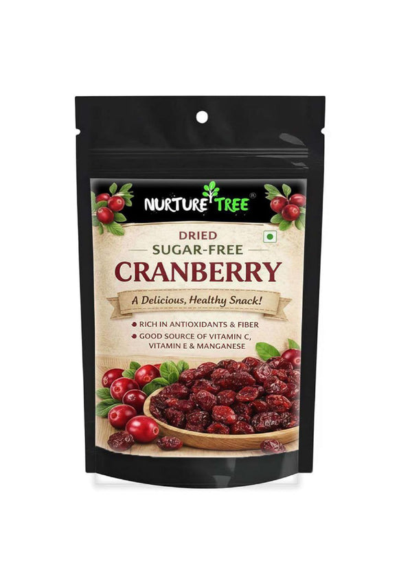 Nurture Tree Dried Sugar-Free Cranberries 200g | Rich in Antioxidants & Fiber | Natural Energy Booster & Immune Support | Healthy Snack for Breakfast, Diet & Fitness