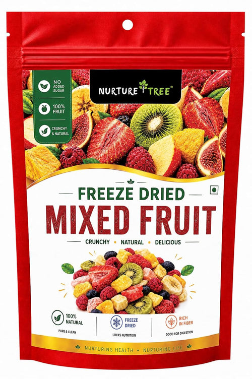 Nurture Tree Freeze Dried Mixed Fruit Snack 12g | 8 in 1 | Strawberry, Apple, , Banana, Mango,Guava , Kiwi & Fig ETC | 100% Real Fruits | No Added Sugar | Rich in Fiber | Crispy & Crunchy Healthy Snack for Kids & Adults