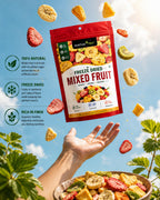 Nurture Tree Freeze Dried Mixed Fruit Snack 12g | 8 in 1 | Strawberry, Apple, , Banana, Mango,Guava , Kiwi & Fig ETC | 100% Real Fruits | No Added Sugar | Rich in Fiber | Crispy & Crunchy Healthy Snack for Kids & Adults