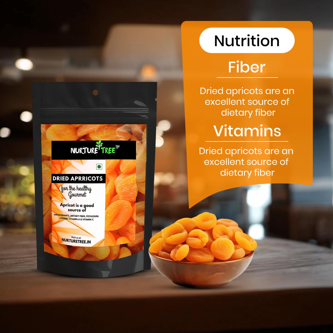 Nurture Tree Premium Dried Apricots 400gm, Rich in Antioxidants and Vitamins, Healthy Snacks, Dry Fruits|Exotics Apricots Dry Fruits, Seedless Apricots, Jardalu | Naturally Source