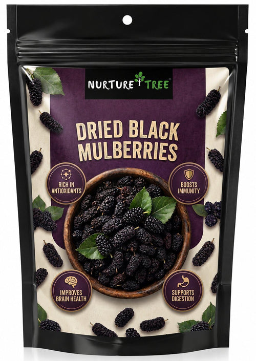 Nurture Tree Dried Black Mulberries | 100% Natural | Vegan & Gluten-Free Superfood | No Added Sugar | Rich in Fiber & Antioxidants | Healthy Snack (50gm)