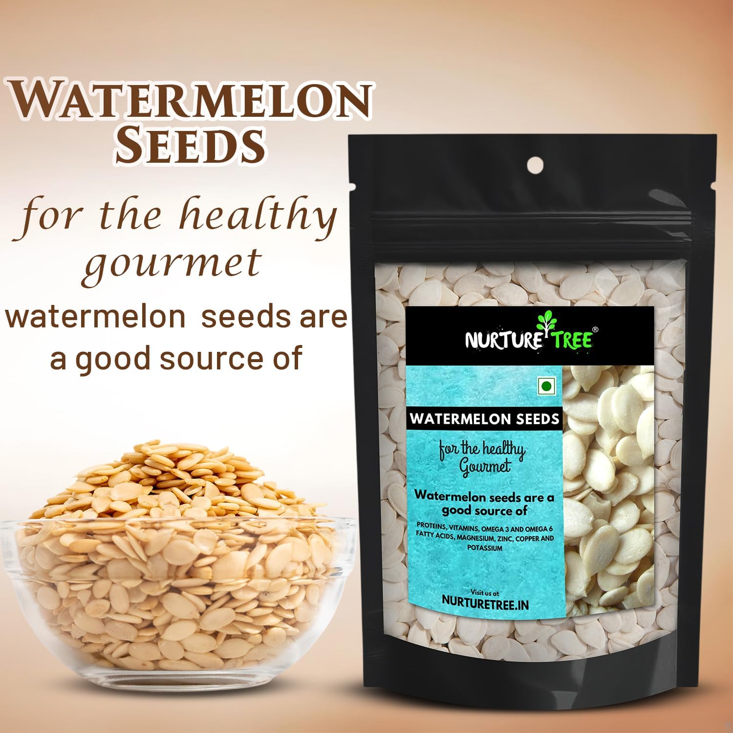 Nurture Tree Watermelon Seeds 400gm, Tarbuj ke Beej for Eating Helps Boost Immunity Rich in High Fibre and Protein, Goods for Snacking and Cooking