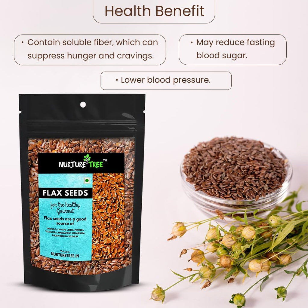 NURTURE TREE Roasted Flax Seeds For 400gm Rich in Protein, Dietary Fibre and Omega-3 Weight Loss Goods for Hair Growth and Weight Management