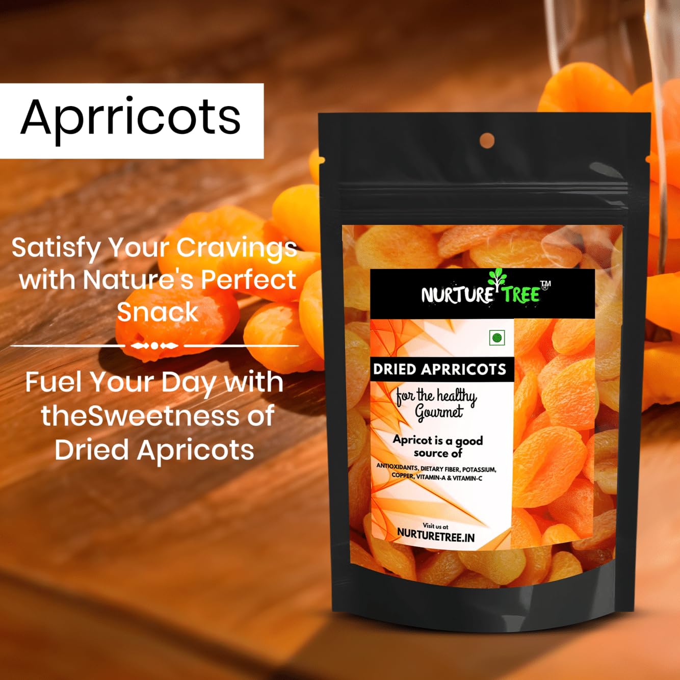 Nurture Tree Premium Dried Apricots 400gm, Rich in Antioxidants and Vitamins, Healthy Snacks, Dry Fruits|Exotics Apricots Dry Fruits, Seedless Apricots, Jardalu | Naturally Source