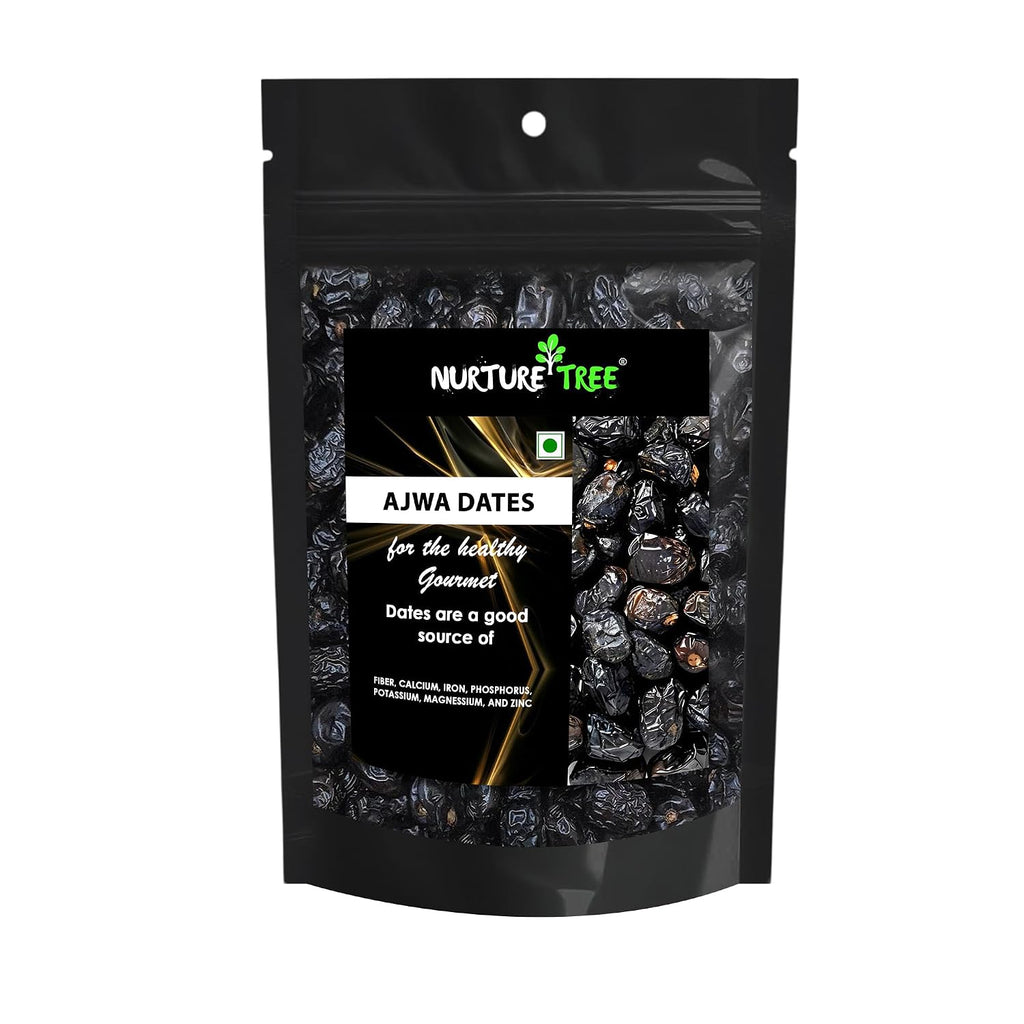 Nurture Tree Premium Saudi Ajwa Dates (Khajoor/Khajur) 500gm, 100% Natural Soft and Delicious Arabian Dates in Fresh, Khajur Dry Fruits, No Artificial Colours, Gluten Free, No Added Sugars