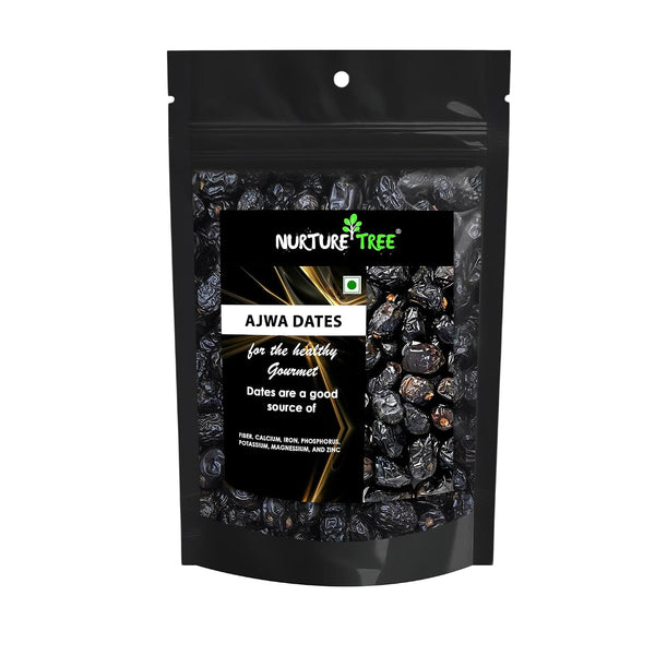 Nurture Tree Premium Saudi Ajwa Dates (Khajoor/Khajur) 500gm, 100% Natural Soft and Delicious Arabian Dates in Fresh, Khajur Dry Fruits, No Artificial Colours, Gluten Free, No Added Sugars