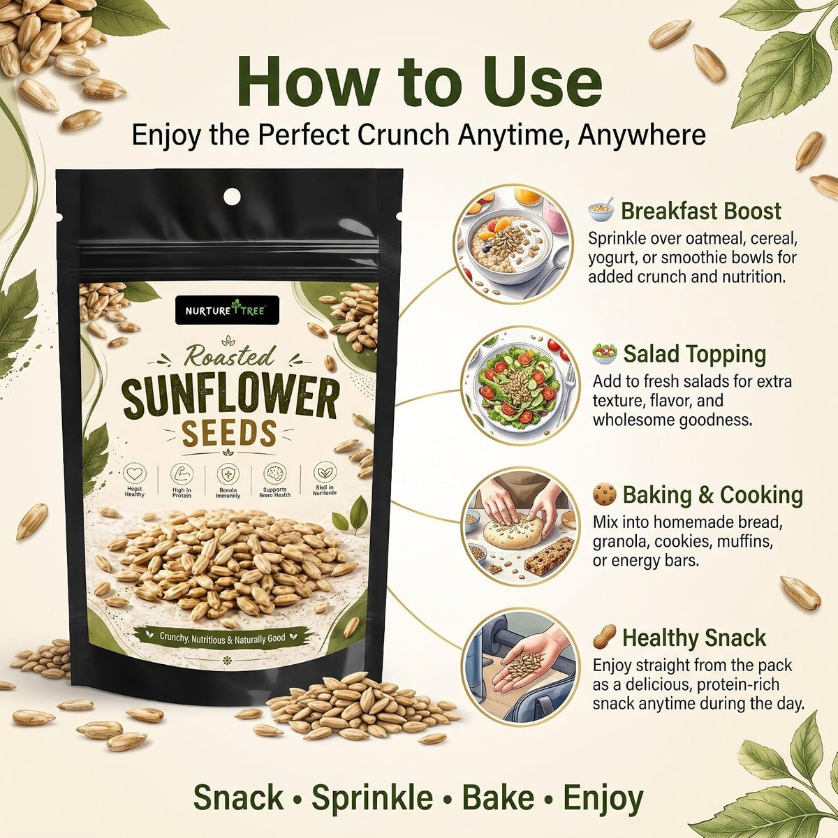 Nurture Tree Premium Raw Sunflower Seeds | High in Protein & Fiber
