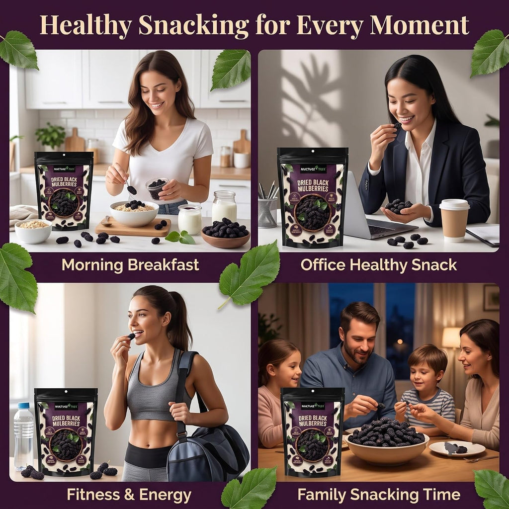 Nurture Tree Dried Black Mulberries | 100% Natural | Vegan & Gluten-Free Superfood | No Added Sugar | Rich in Fiber & Antioxidants | Healthy Snack (50gm)