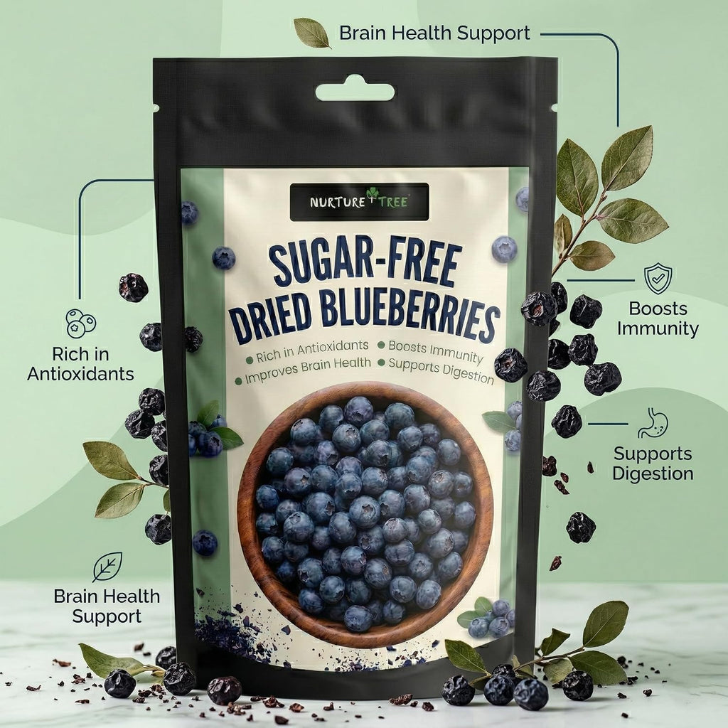 Nurture Tree Sugar-Free Dried Blueberries | Tasty & Healthy Snack | Rich in Antioxidants | Boosts Immunity | Supports Digestion (200gm)