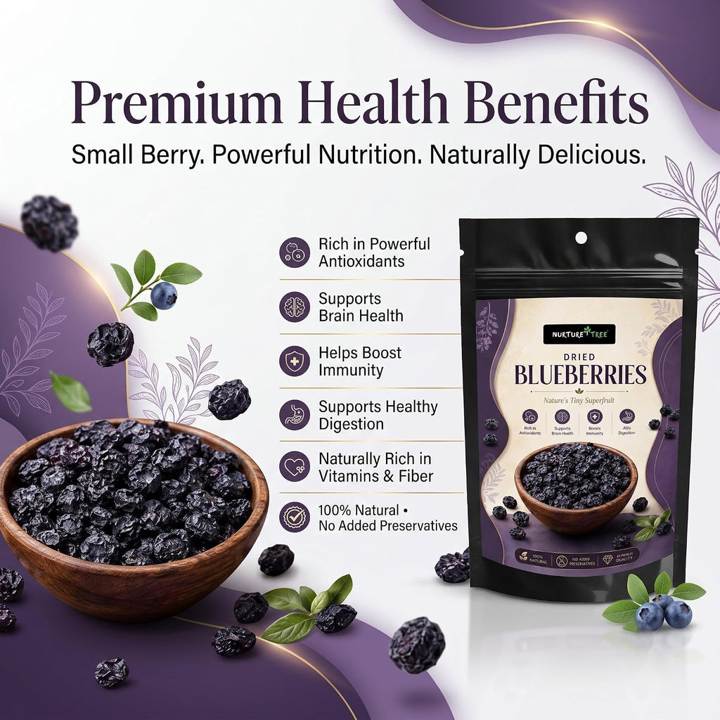Nurture Tree Premium Dried Blueberries | Antioxidant-Rich Superfood