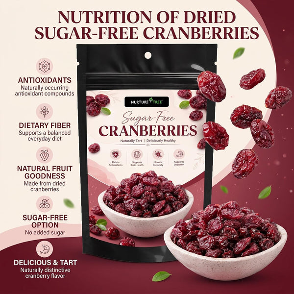 Nurture Tree Sugar-Free Dried Cranberries | Antioxidant-Rich Healthy Snack