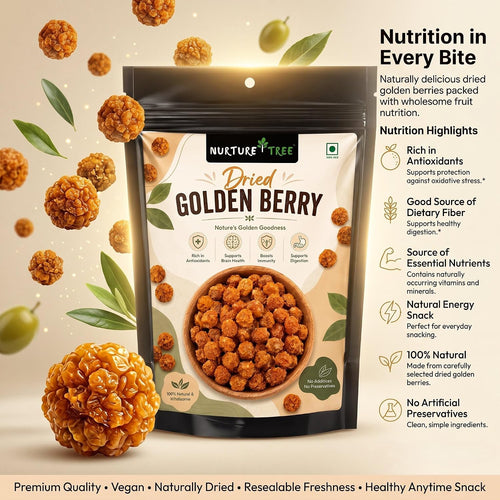 Nurture Tree Dried Golden Berry 100g | Premium Quality Sun-Dried Superfood | 100% Natural | No Additives | Rich in Dietary Fiber, Antioxidants & Essential Nutrients | Healthy Anytime Snack