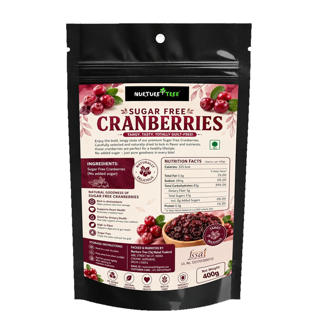 Nurture Tree Sugar-Free Dried Cranberries | Antioxidant-Rich Healthy Snack