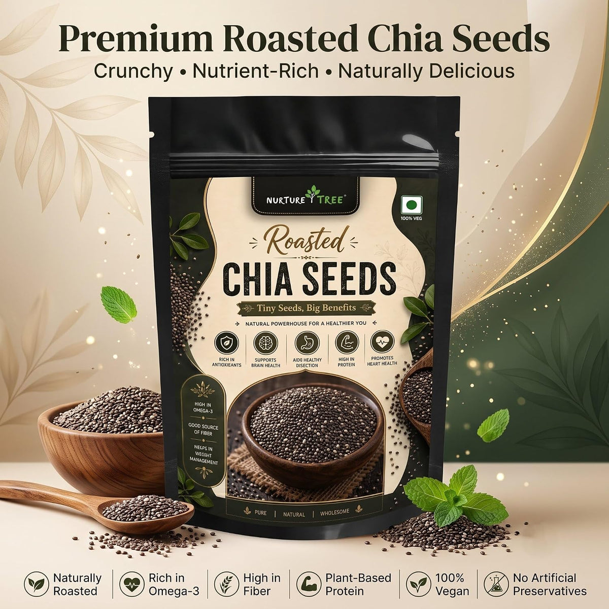 Nurture Tree Roasted Chia Seeds | Rich in Omega-3, Protein & Fiber