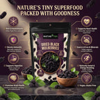 Nurture Tree Dried Black Mulberries | 100% Natural | Vegan & Gluten-Free Superfood | No Added Sugar | Rich in Fiber & Antioxidants | Healthy Snack (50gm)