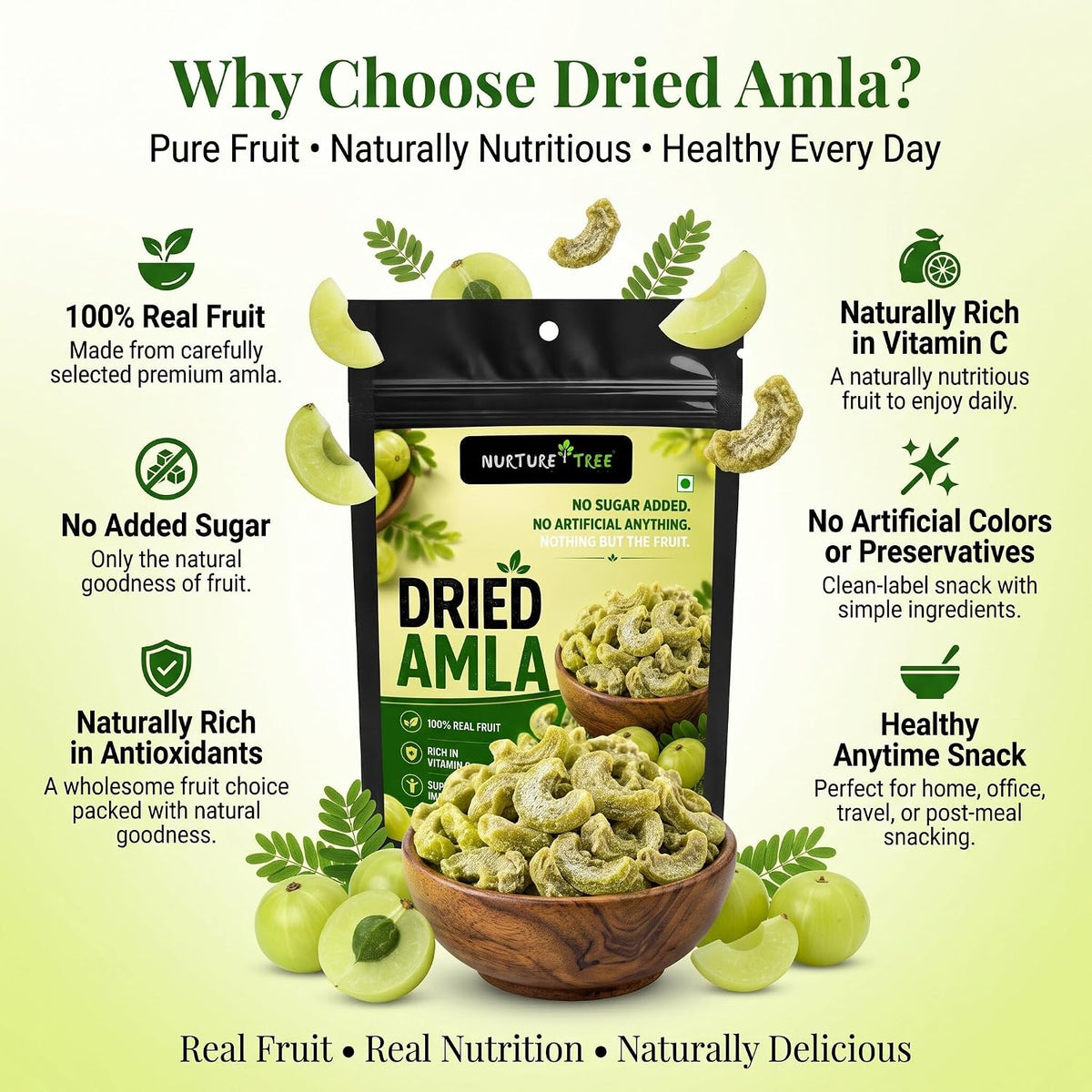 Nurture Tree Dried Amla | Antioxidant-Rich Healthy Snack