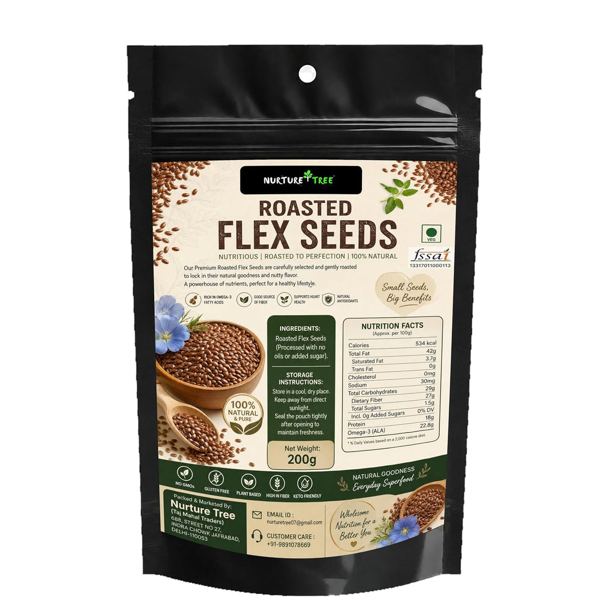 Nurture Tree Roasted Flax Seeds | Rich in Omega-3 & Fiber
