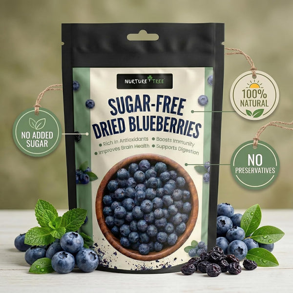 Nurture Tree Sugar-Free Dried Blueberries | Tasty & Healthy Snack | Rich in Antioxidants | Boosts Immunity | Supports Digestion (200gm)