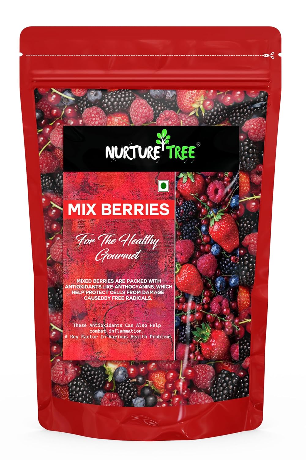 Nurture Tree Mixed Berries, Antioxidant-Rich Gourmet Mix, 400gm 3 in 1 - Healthly Snacks Contains Dried Blueberries | Strawberries | Goji Berries | Good Source of Fibre