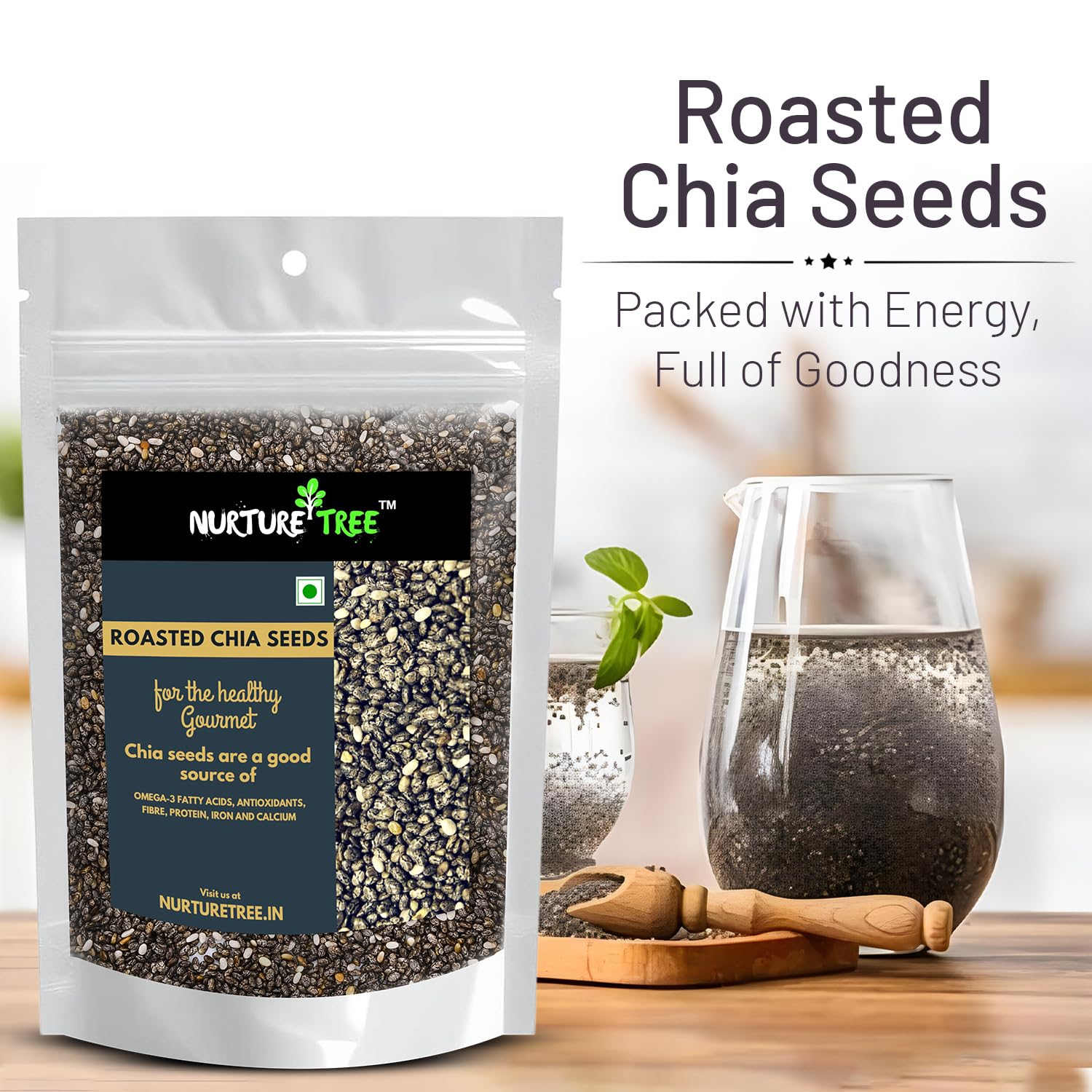 Nurture Tree Roasted Chia Seeds 250gm 100% Natural Superfood for Weight Loss, Healthy Diet and Nutrition Rich in Calcium, Omega-3, Protein and Fibre for Boost Immunity, Heart Health & Bone Strength
