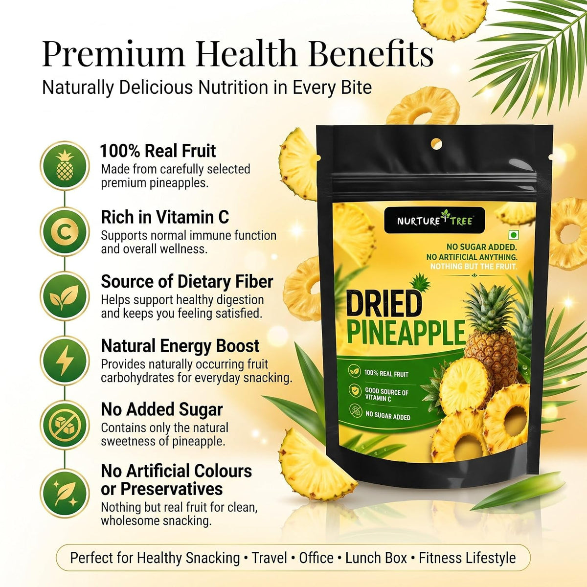 Nurture Tree Dried Pineapple | 100% Natural Tropical Fruit