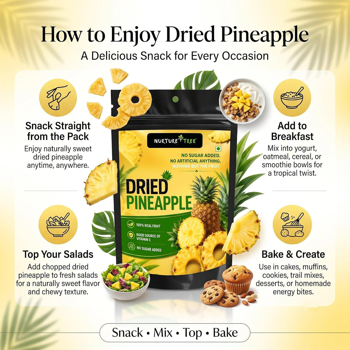 Nurture Tree Dried Pineapple | 100% Natural Tropical Fruit