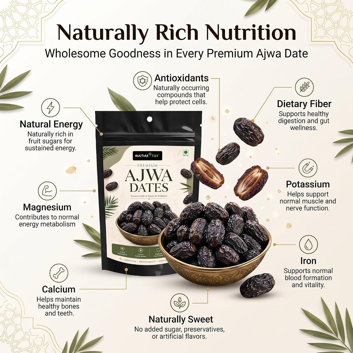 Nurture Tree Premium Saudi Ajwa Dates (Khajoor) | Naturally Soft & Delicious
