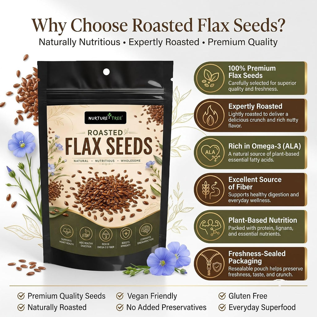 Nurture Tree Roasted Flax Seeds | Rich in Omega-3 & Fiber