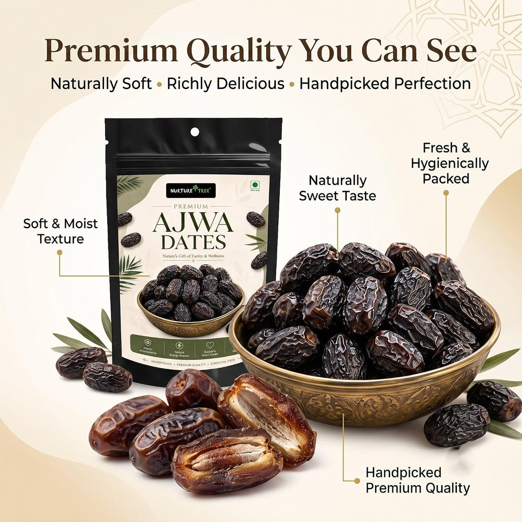 Nurture Tree Premium Saudi Ajwa Dates (Khajoor) | Naturally Soft & Delicious