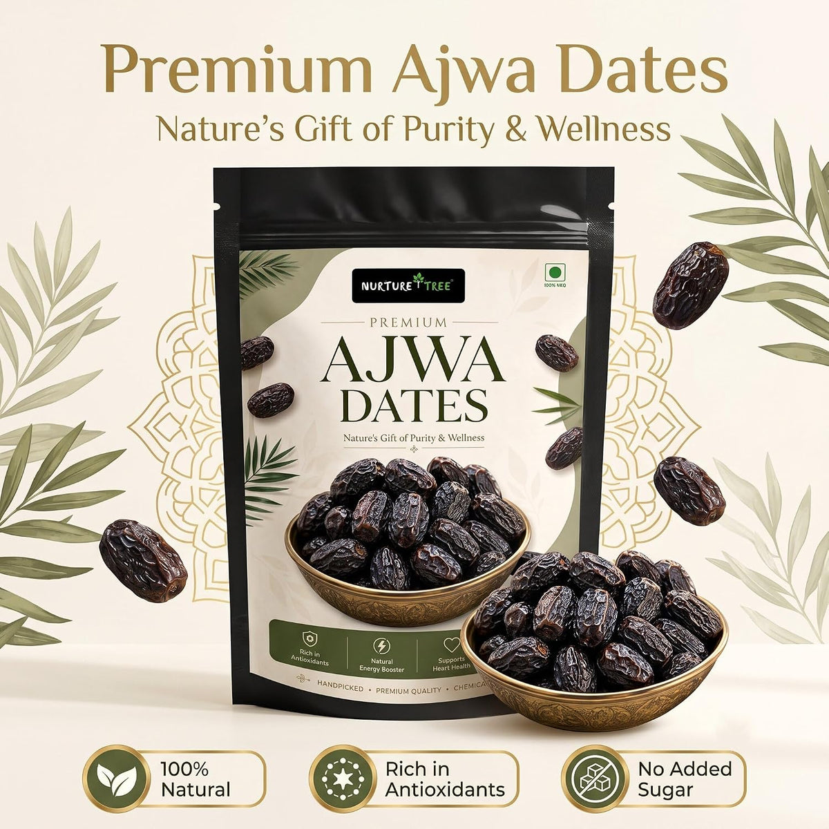 Nurture Tree Premium Saudi Ajwa Dates (Khajoor) | Naturally Soft & Delicious