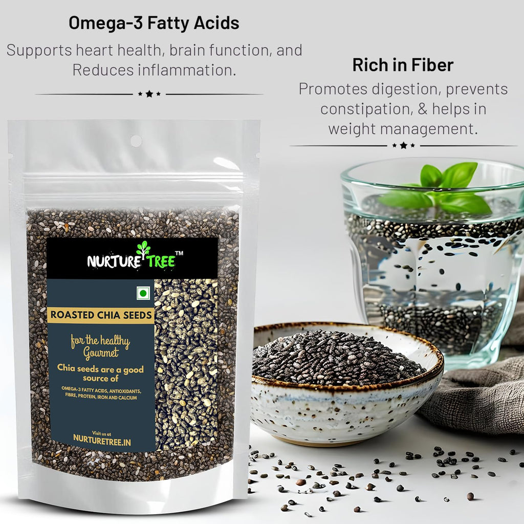 Nurture Tree Roasted Chia Seeds 250gm 100% Natural Superfood for Weight Loss, Healthy Diet and Nutrition Rich in Calcium, Omega-3, Protein and Fibre for Boost Immunity, Heart Health & Bone Strength