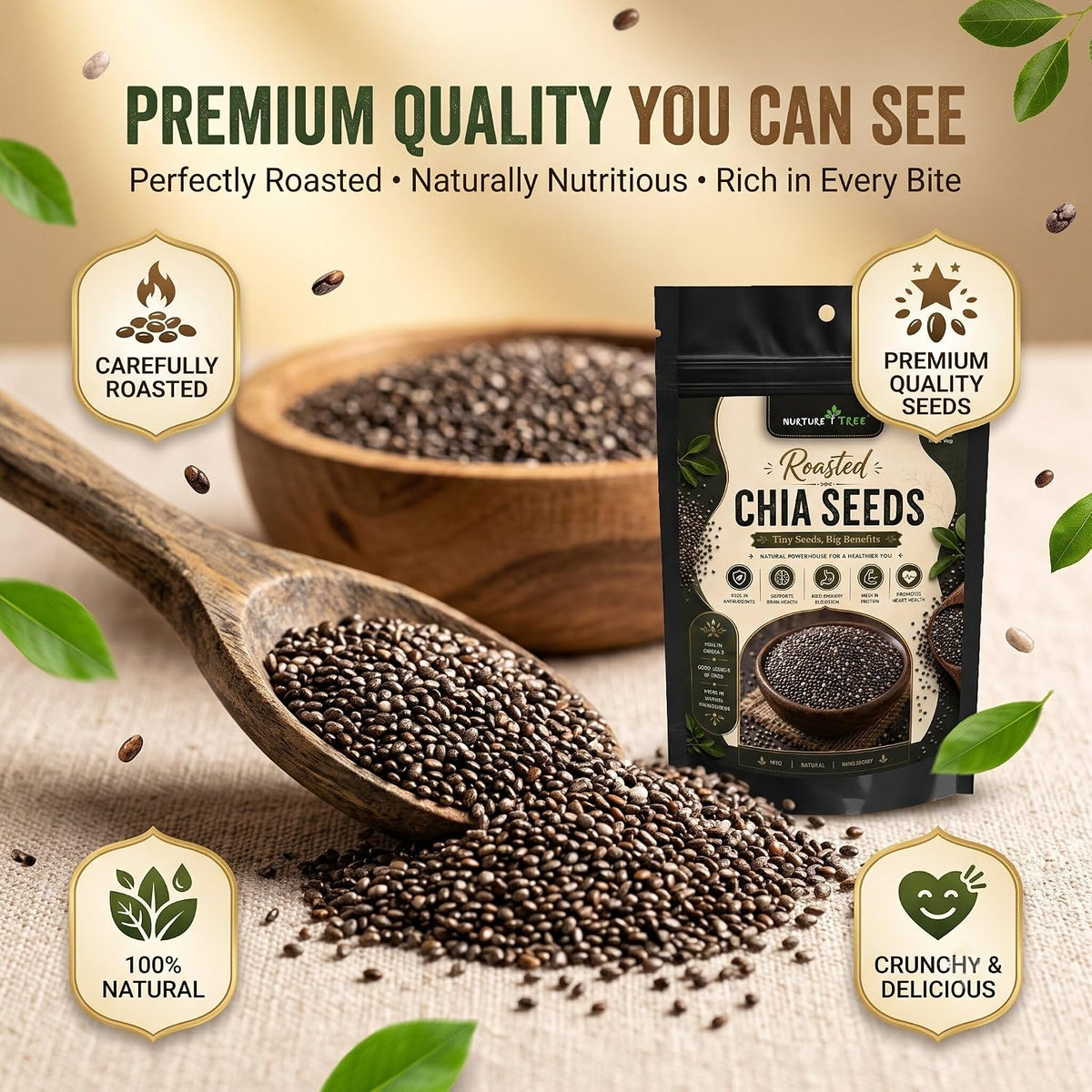 Nurture Tree Roasted Chia Seeds | Rich in Omega-3, Protein & Fiber